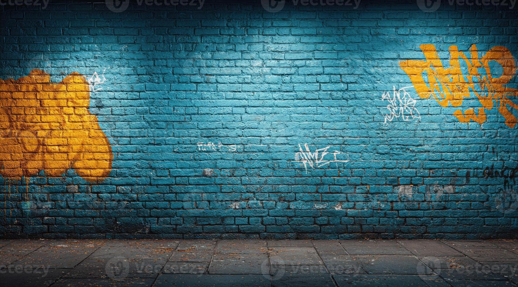 Aged Brickwork With Abstract Patches of Golden Yellow photo