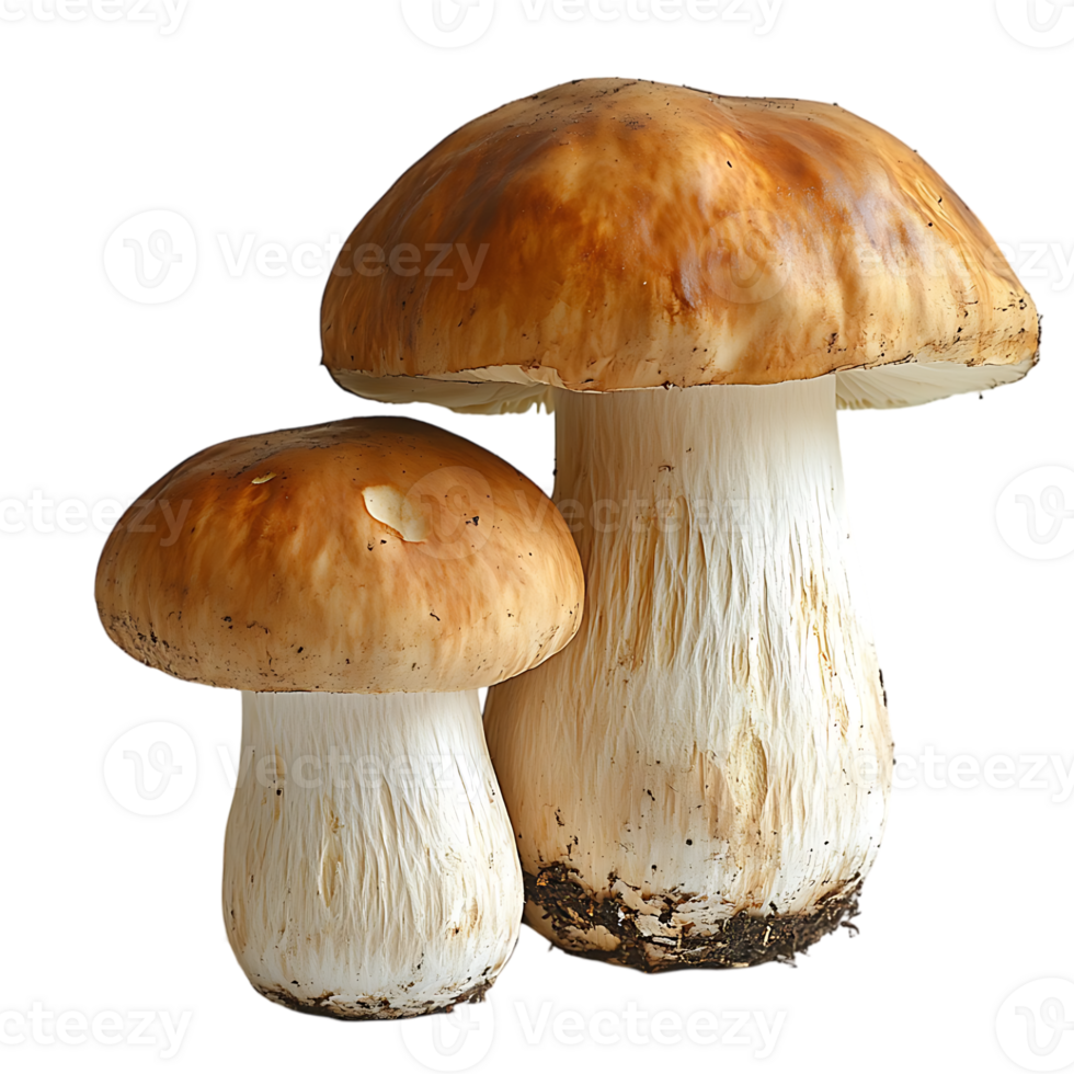 Two porcini mushrooms one large one small png