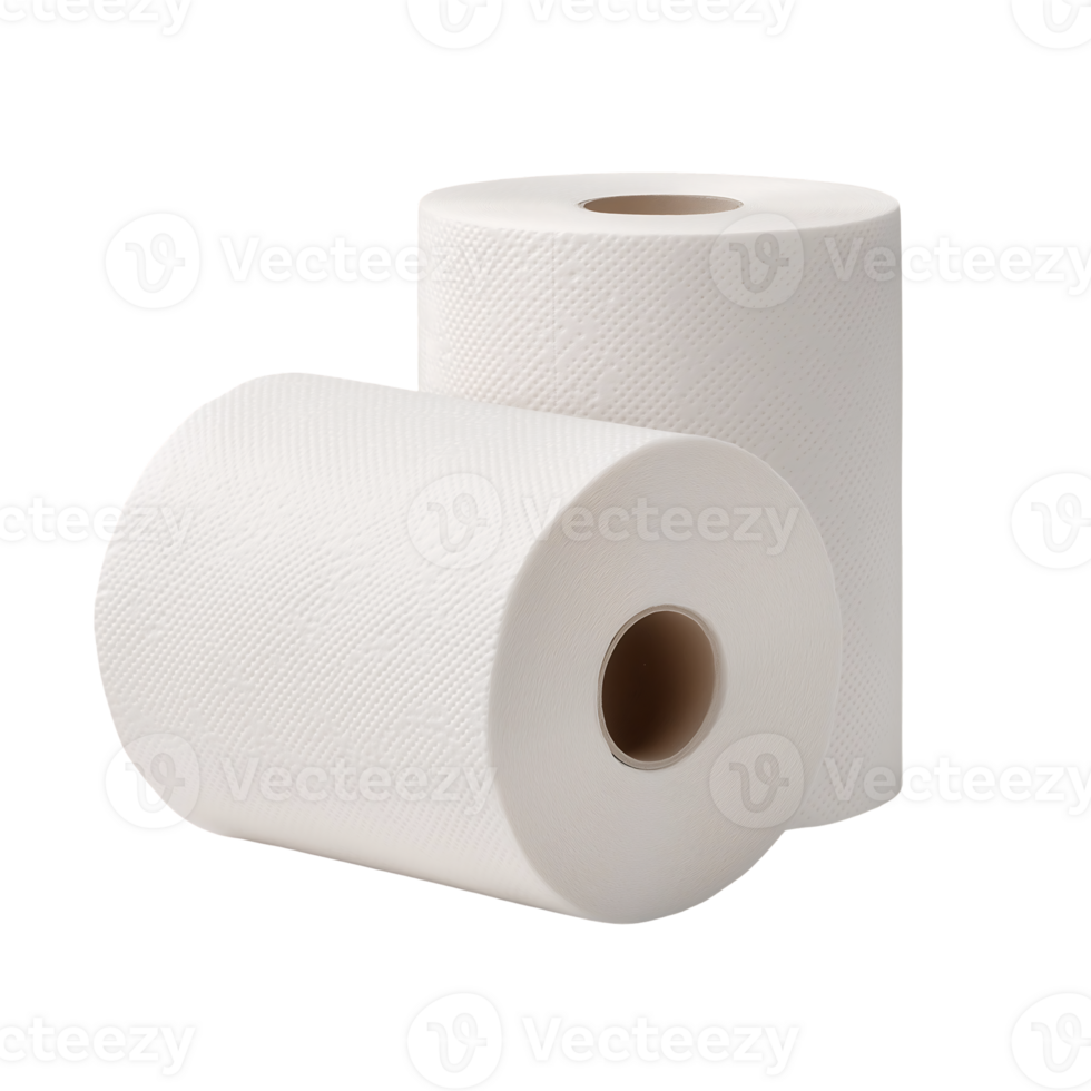 Two rolls of white paper towels stacked, a clean and simple image png