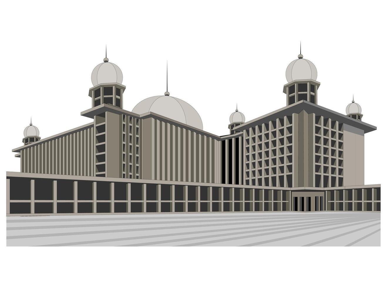 Grand architectural building with domes vector