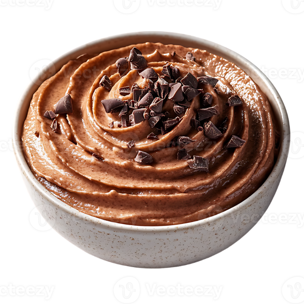 Creamy chocolate dessert in a bowl topped with chocolate shavings a delicious treat png