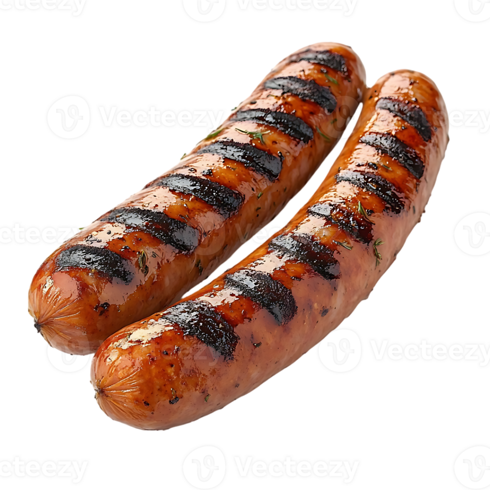 Two grilled sausages delicious barbecue food summer grilling tasty meal png
