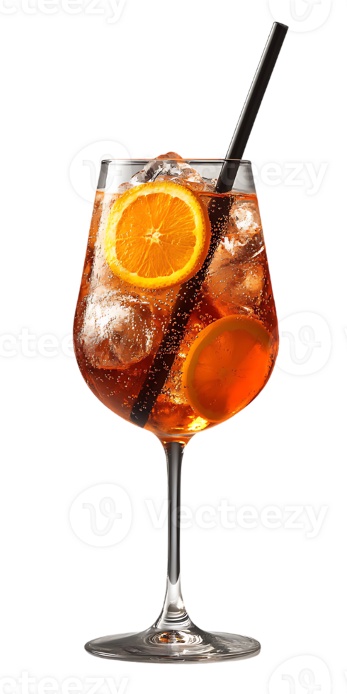 Aperol Spritz cocktail in a wine glass with orange slices and ice a refreshing summer drink png