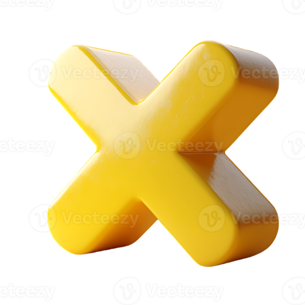 A 3D yellow X symbol png