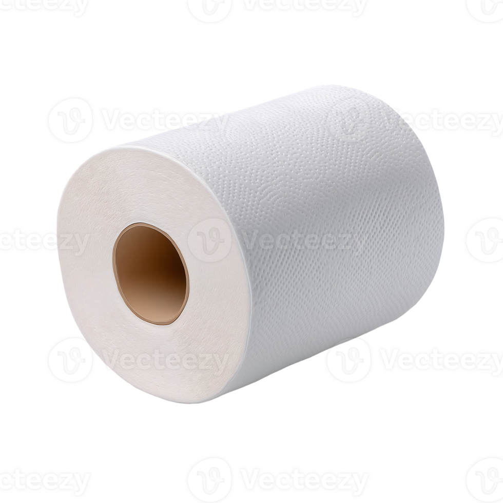 White paper towel roll isolated, soft textured clean absorbent png