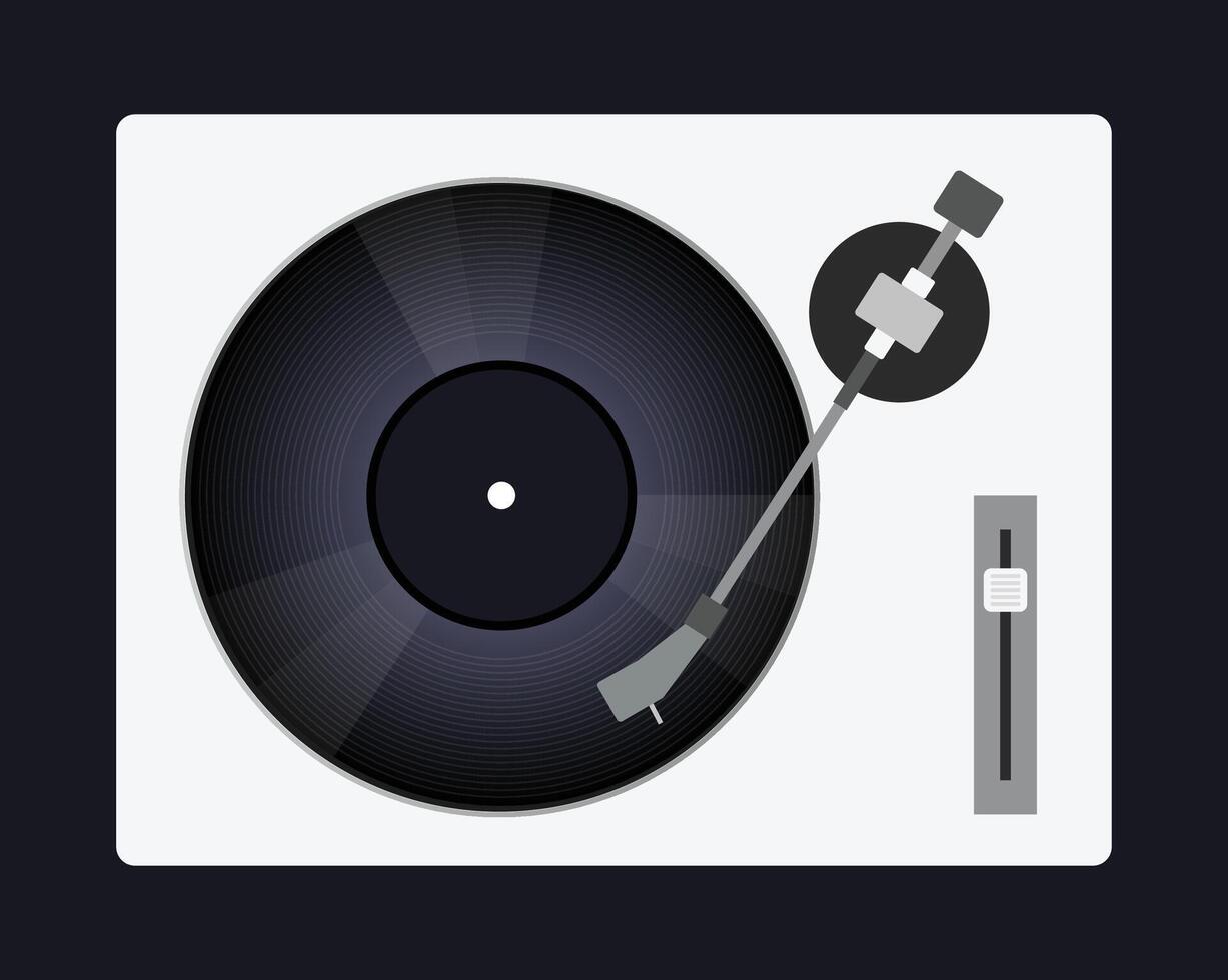 Illustration of a turntable with a classic vinyl record design, perfect for music, retro, DJ, and vintage-themed projects and creative backgrounds. vector