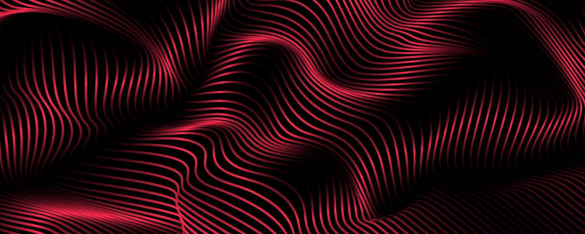 Red and black abstract wavy lines vector