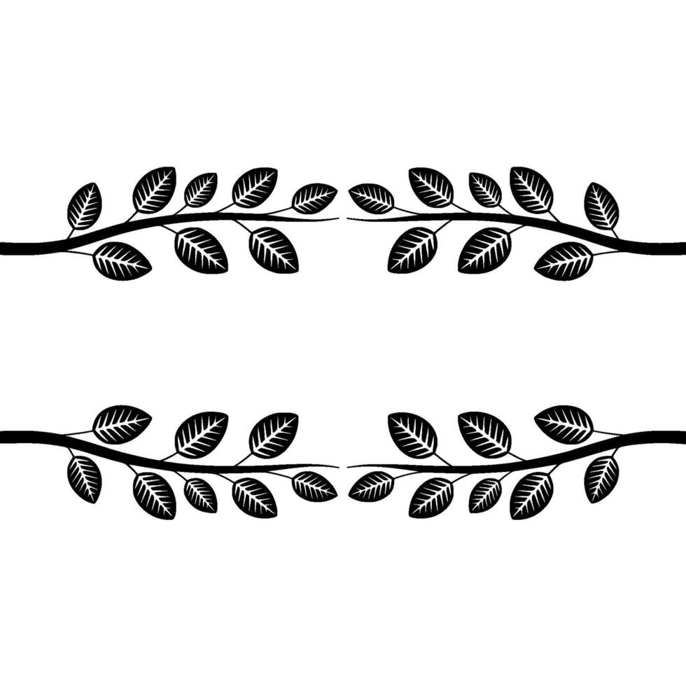 Minimalist Black Leaf Branches on White Background, Elegant Nature vector