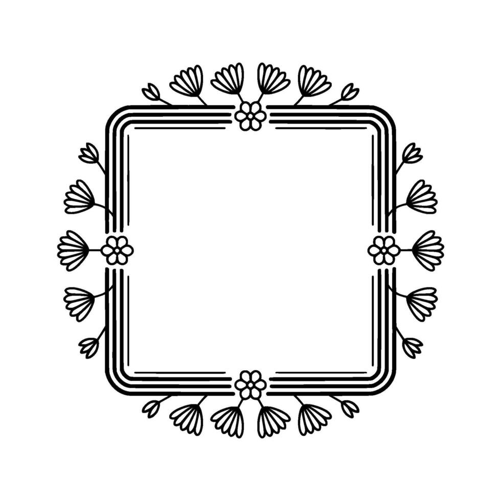 Elegant Floral Frame with Rounded Corners and Lines on Light Background vector