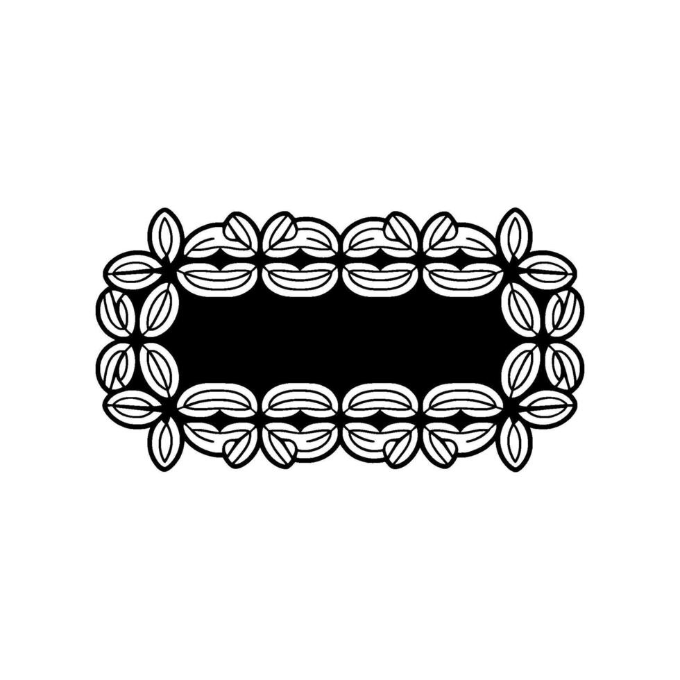 Black Floral Frame on White Minimalist Element vector