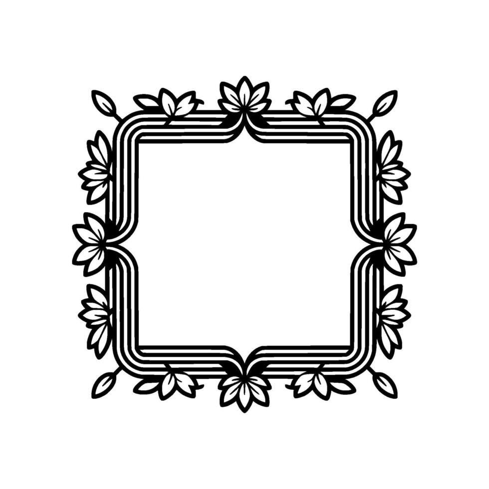 Floral Frame Illustration Elegant Black White vector