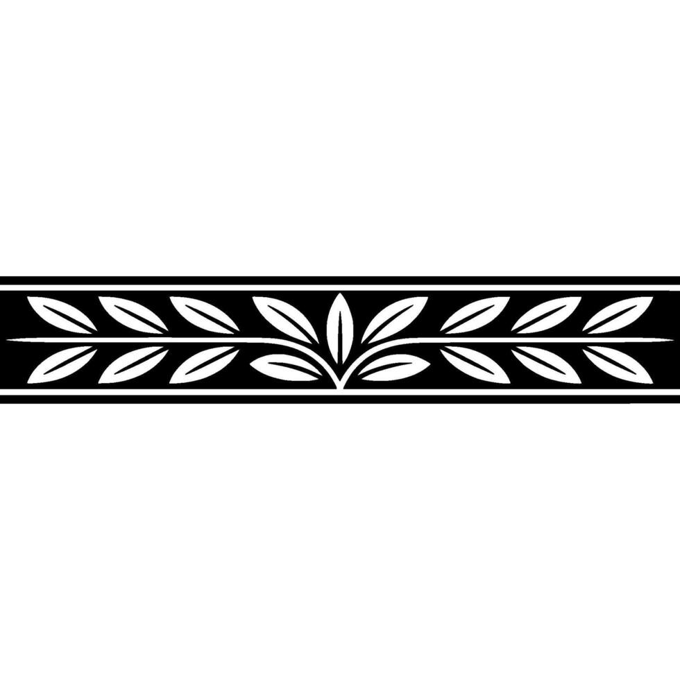 Elegant Black White Leaf Border , Minimalist, Decorative, vector