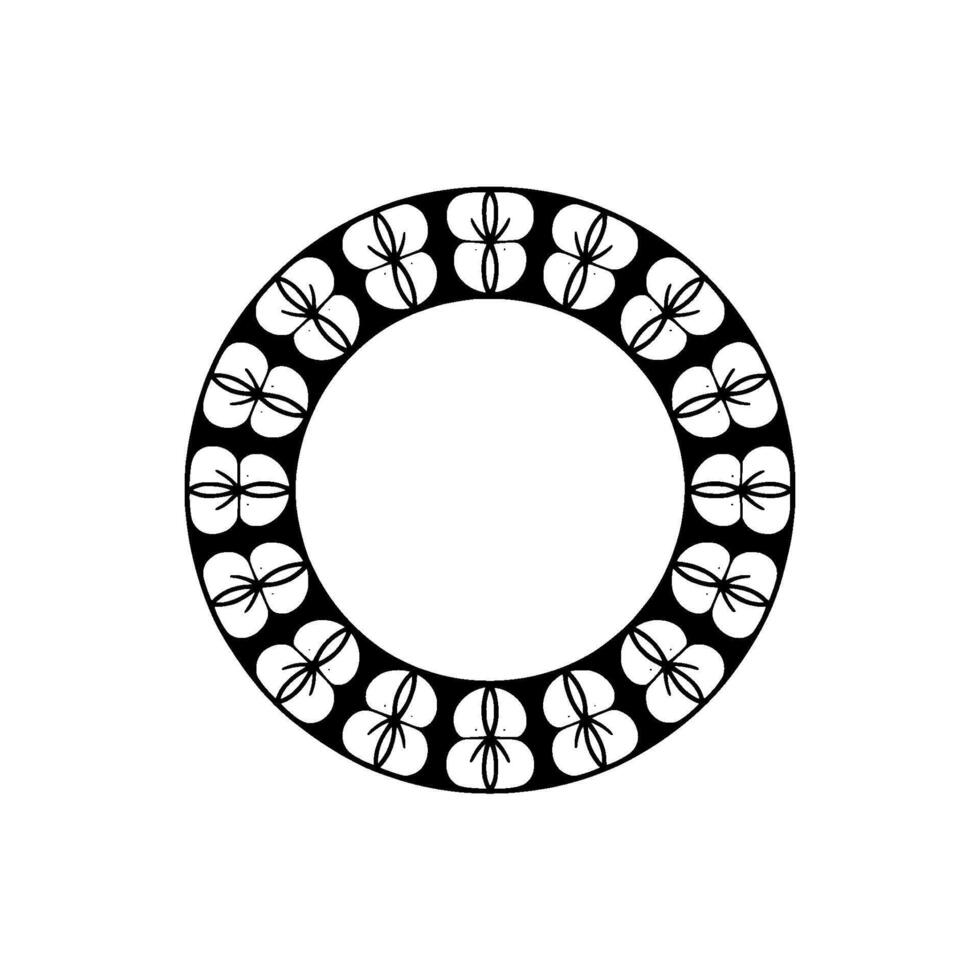 Minimalist Black and White Floral Circle vector