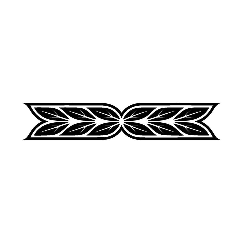 Black White Decorative Leaf Element on White Background vector