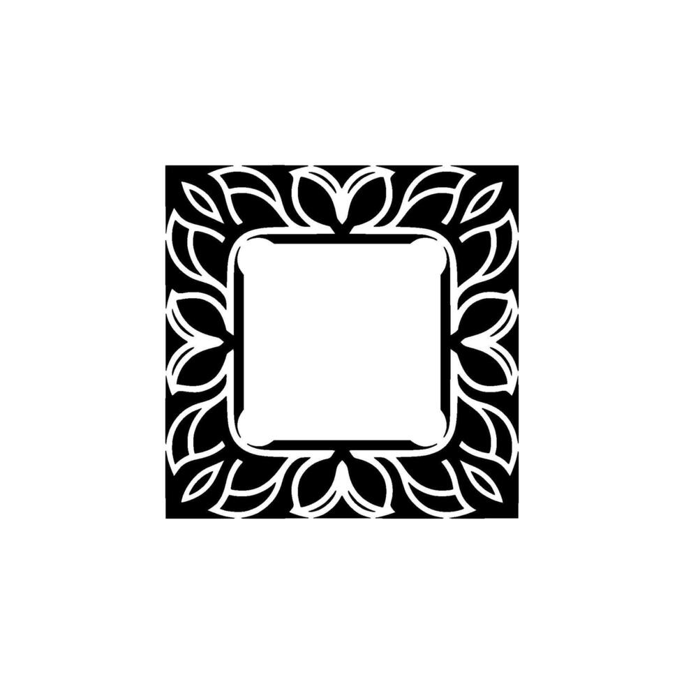 Minimalist Floral Frame - Black and White, Elegant , Decorative Element. vector