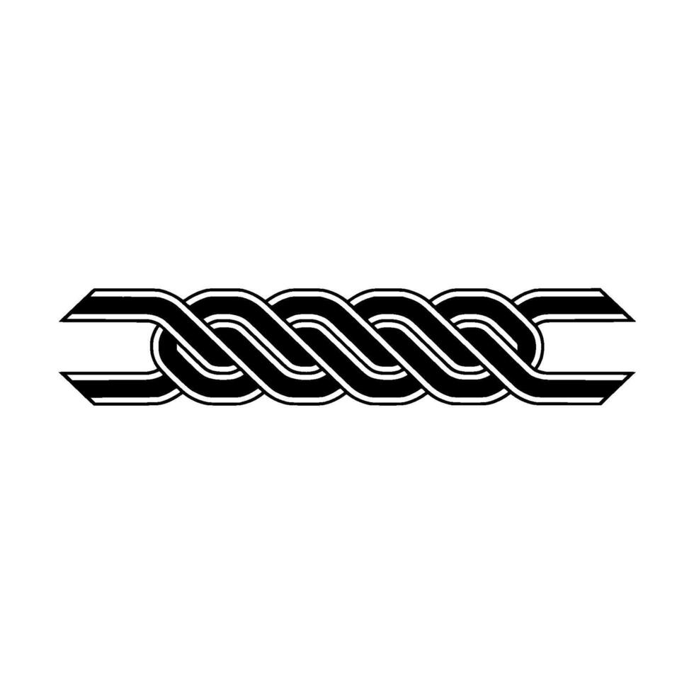 Intertwined Black and White Rope Element. vector
