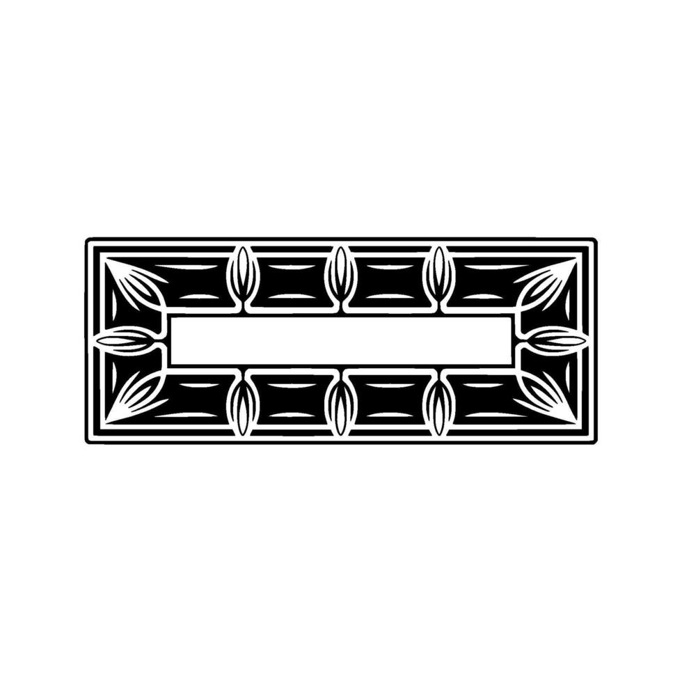 Black and White Geometric Frame on White Background. vector