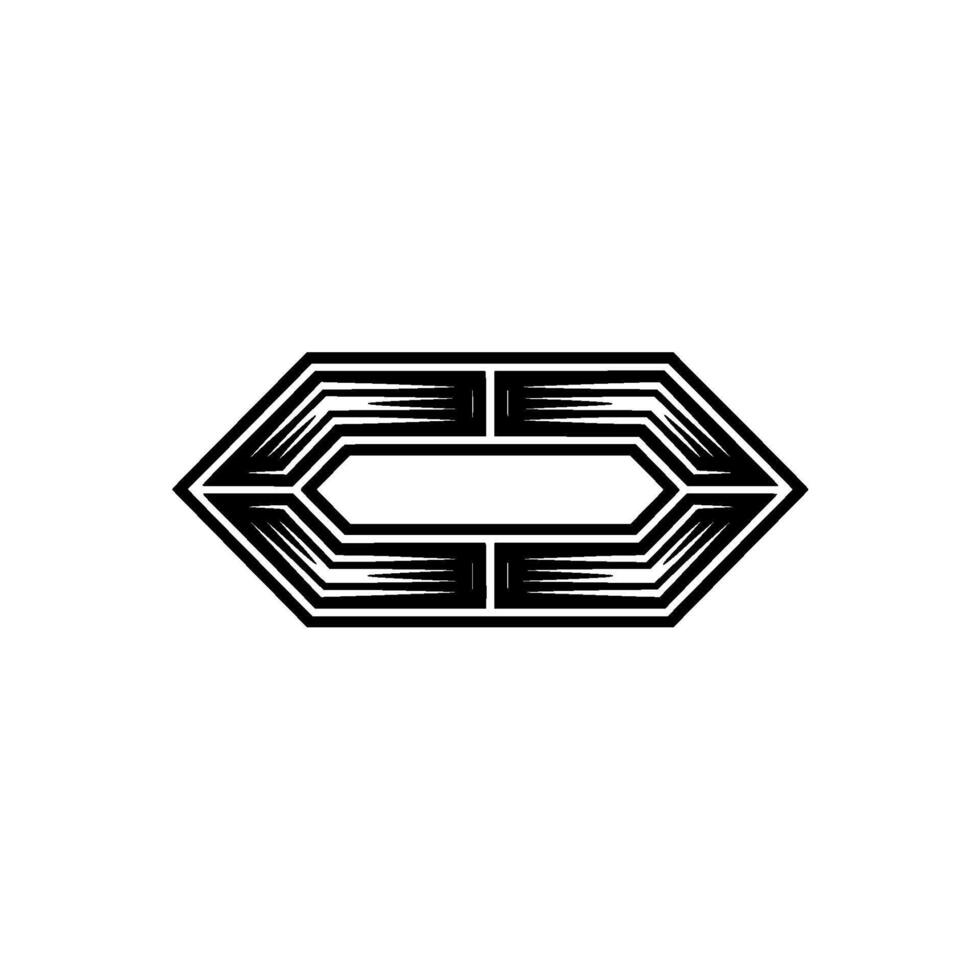 Geometric Minimalist Hexagon, Black and White Aesthetic. vector