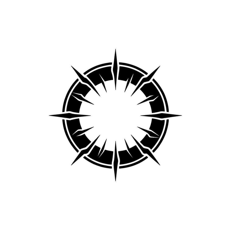Minimalist Sunburst Emblem in Black and White. vector