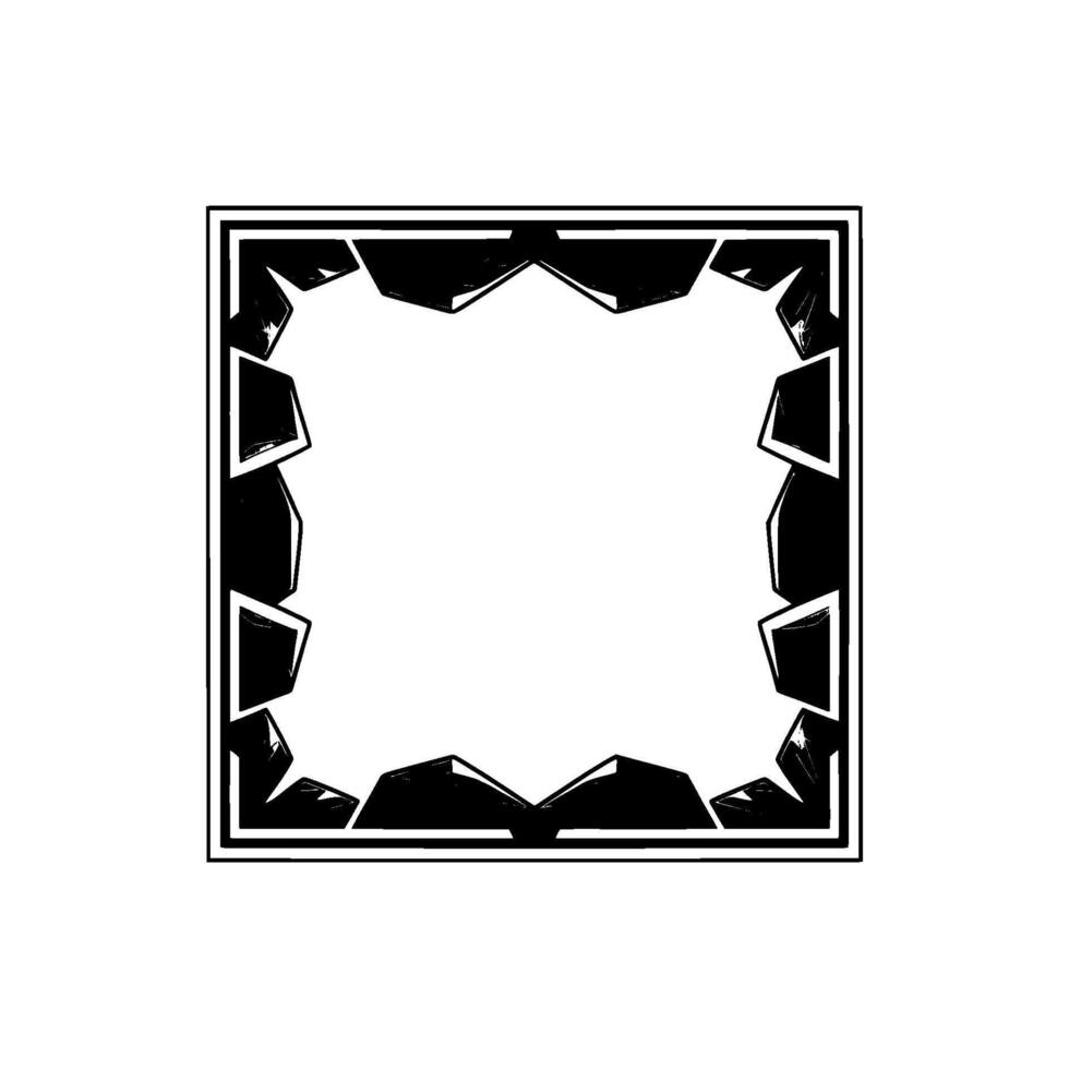 Geometric Stone Frame, Minimalist Black and White , Border Template. vector