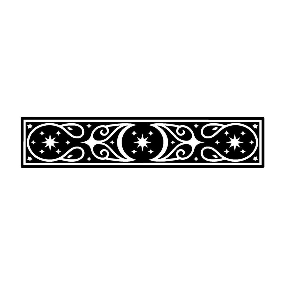 Ornamental Celestial Border, Black and White. vector