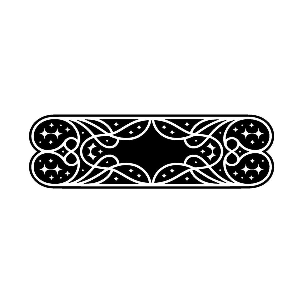 Ornate Black White Ornamental Banner, Decorative Label , Space for Text. vector