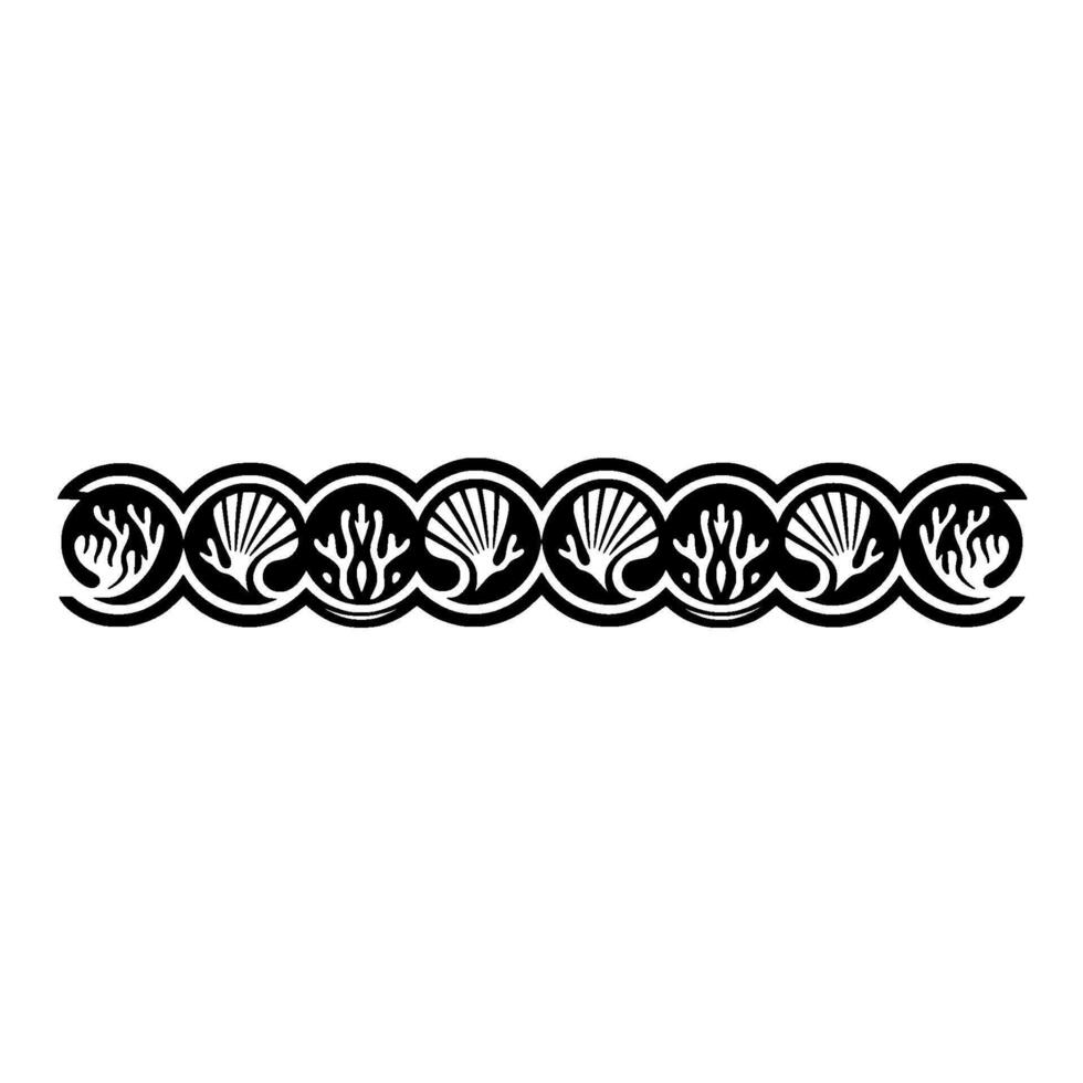 Coastal Motif Border - Black and White Decorative Pattern. vector