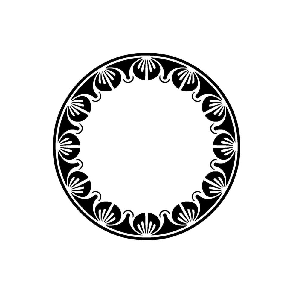 Elegant Black White Circular Ornament on White Background - ,-. vector