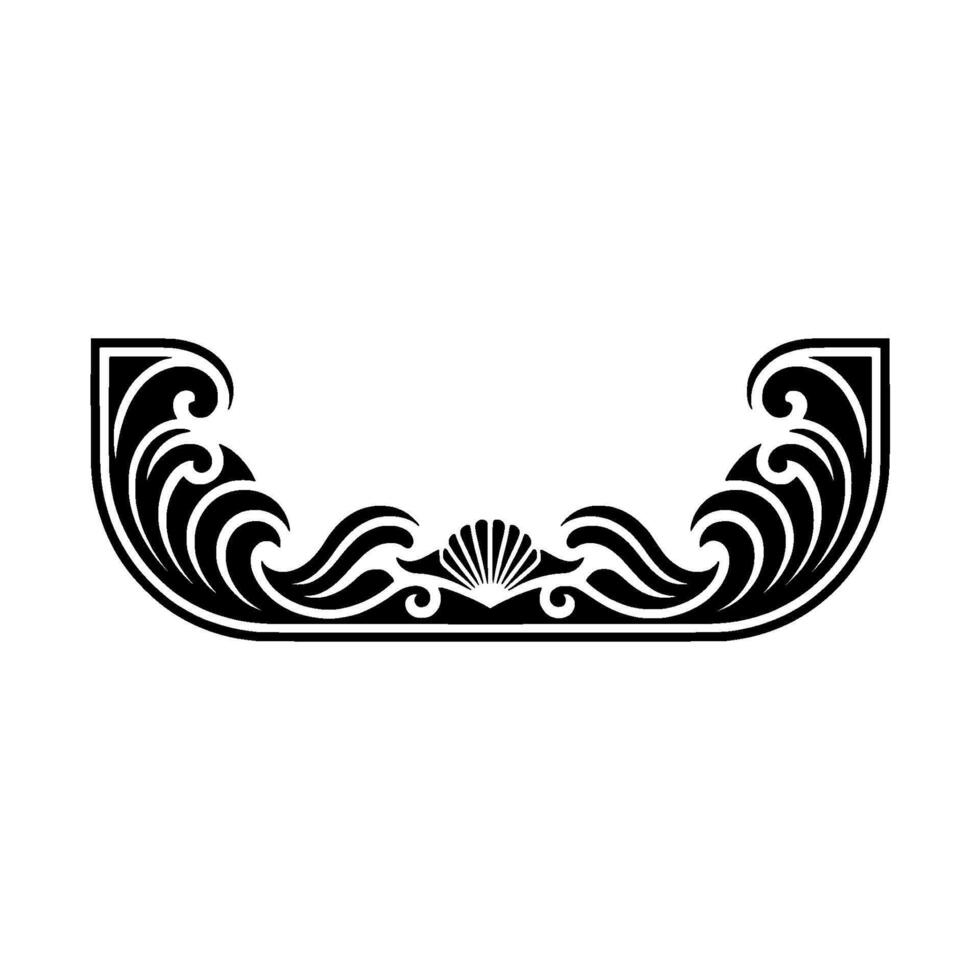 Elegant Art Deco Wave Shell Ornament - Decorative Border Element. vector