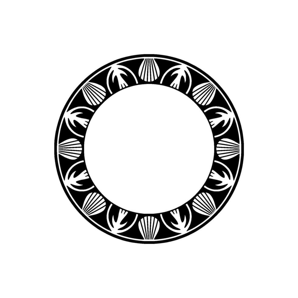 Decorative Circle Frame Black White Ornamental. vector