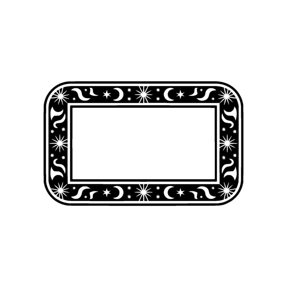 Celestial Frame Black and White Cosmic Border. vector