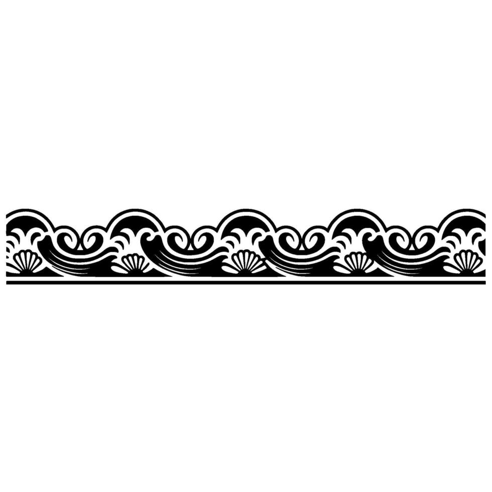 Elegant Black Wave Border , Illustration, Decorative Element, Repeating Pattern. vector