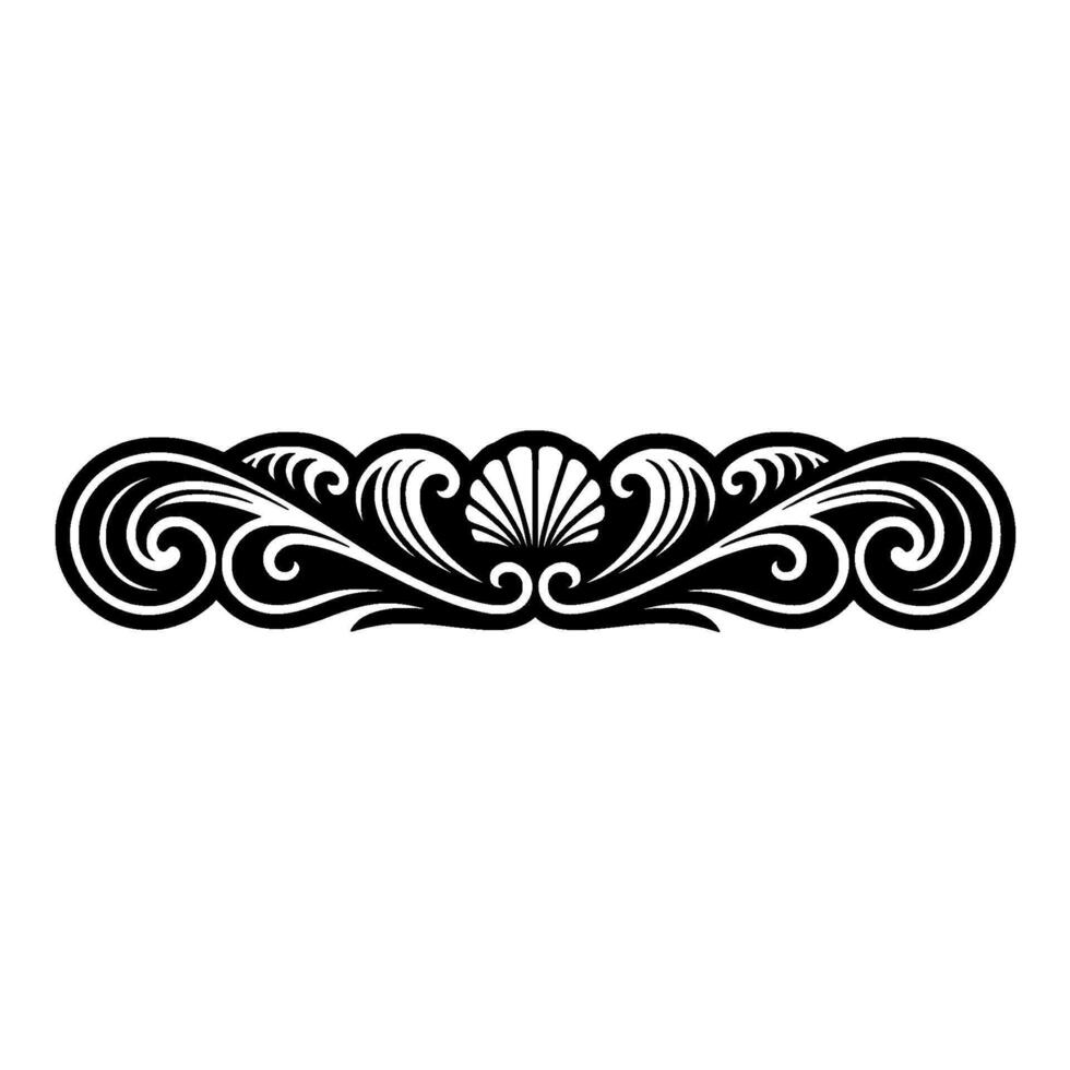 Elegant Black White Sea Shell Ornament Border. vector