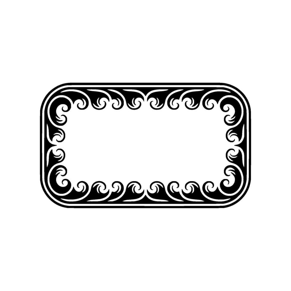 Elegant Black Decorative Frame on White, Vintage Ornament Border. vector