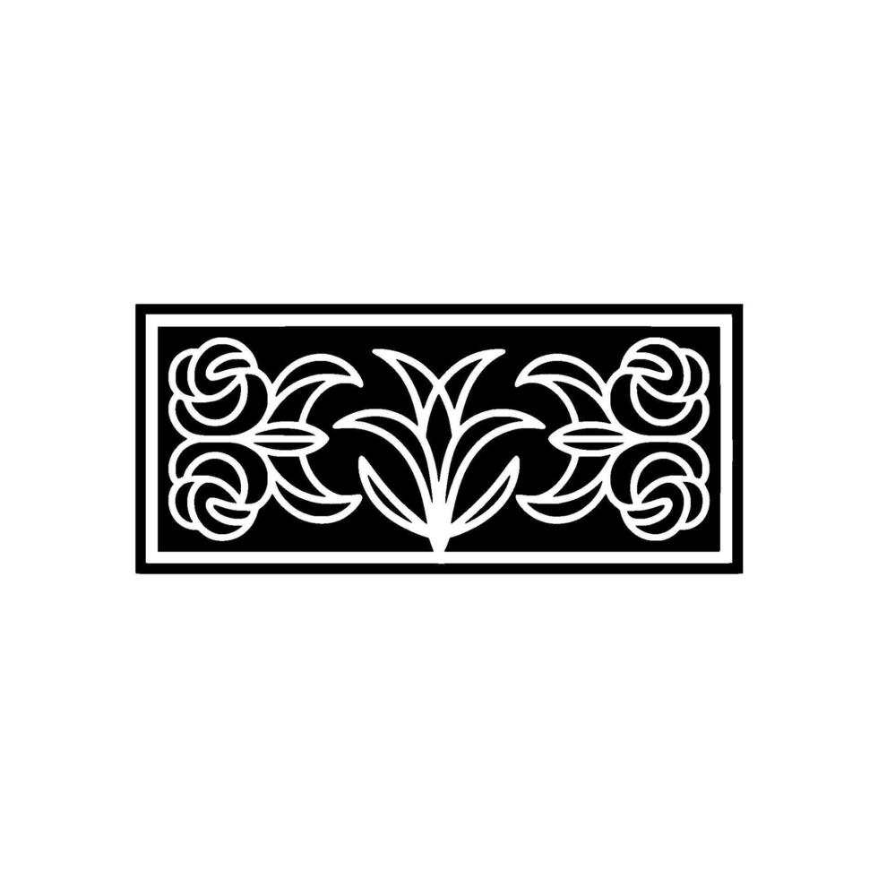 Elegant Floral Border in Black White. vector