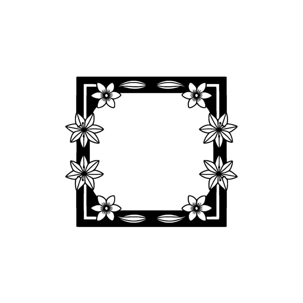 Elegant Floral Frame , Black and White Invitation. vector