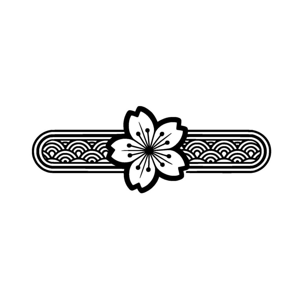 Minimalist Cherry Blossom in Japanese Wave Style. vector