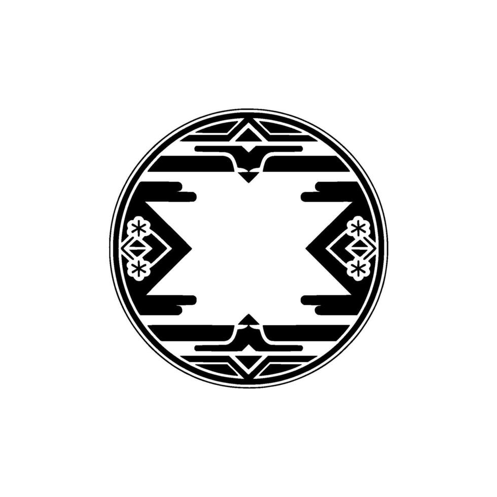 Geometric Circular Ornament in Minimalist Black and White. vector
