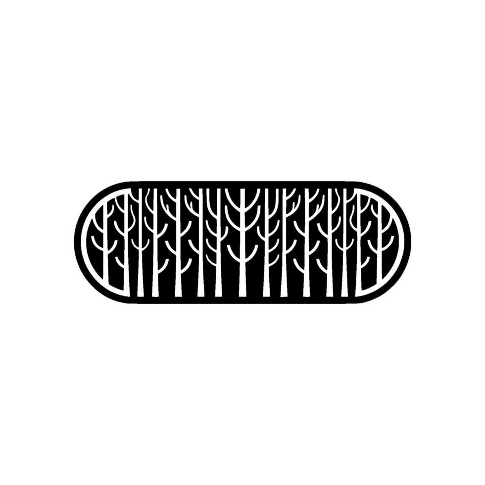 Minimalist Forest Silhouette in Oval Frame - Element. vector
