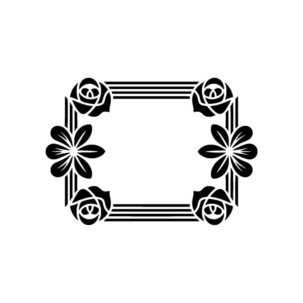 Floral Frame Minimalist Black and White. vector