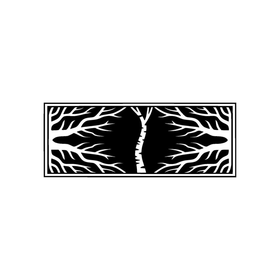 Minimalist Tree Silhouette , Black and White, Decorative Nature Art. vector
