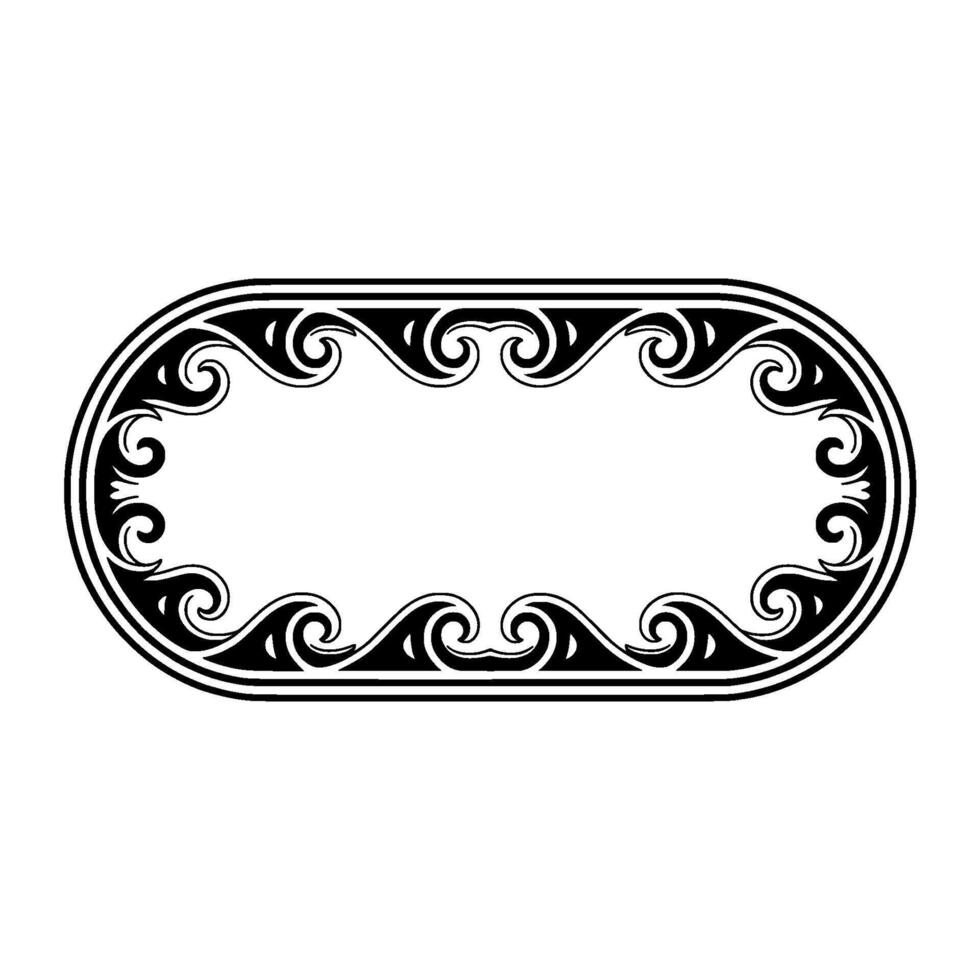 Ornamental Oval Frame in Black White, Decorative Scrollwork. vector
