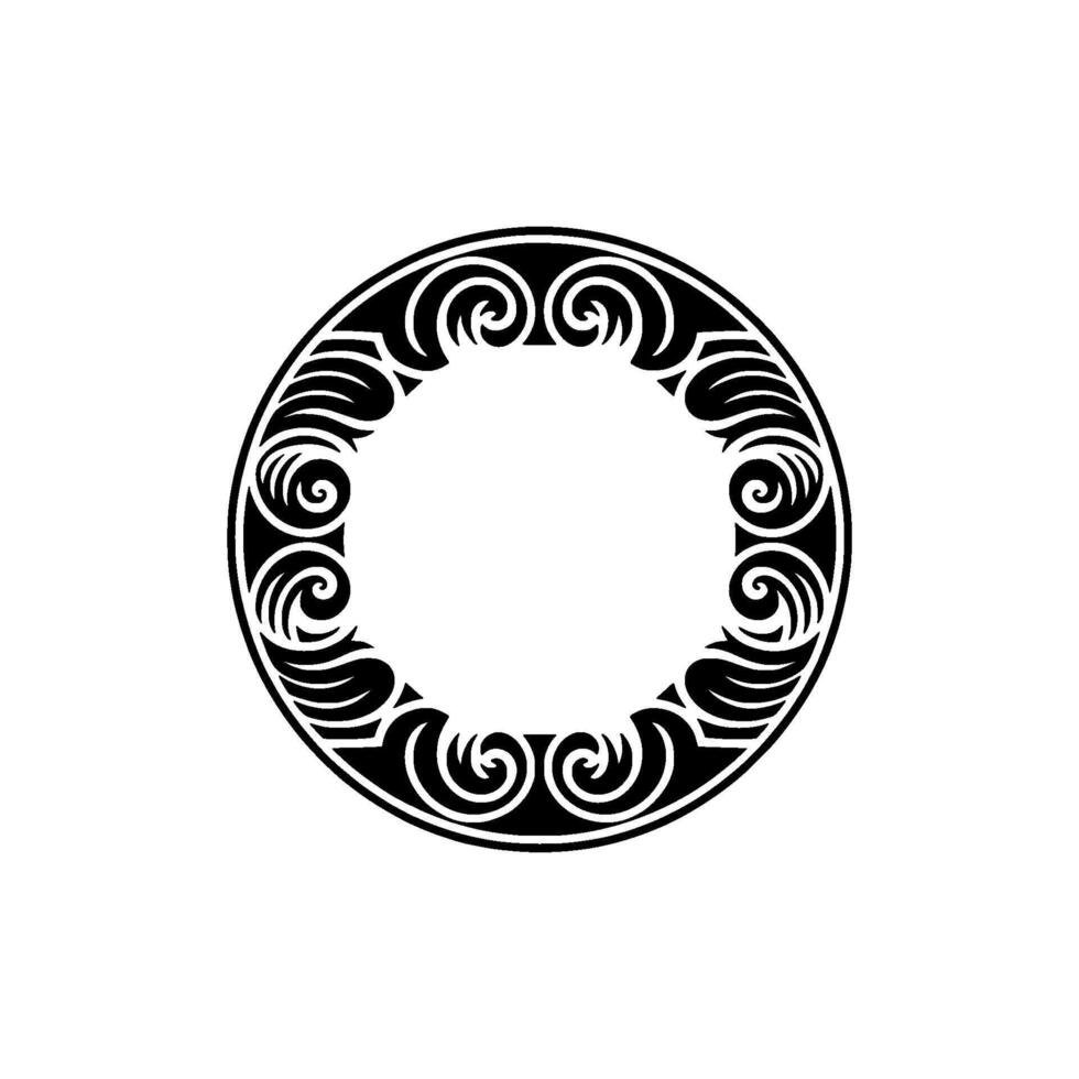 Elegant Black White Ornamental Circle on White Background. vector