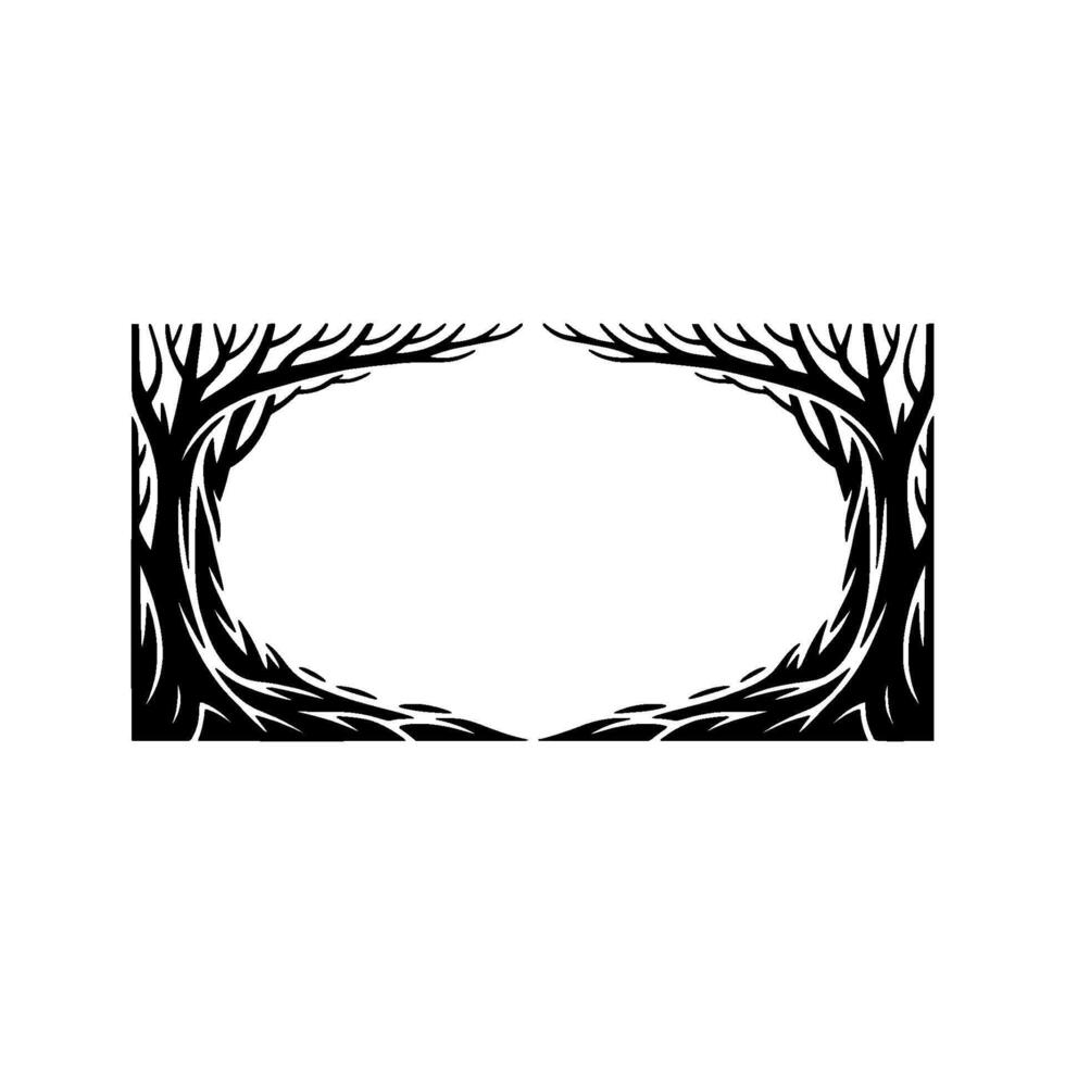 Silhouette Tree Frame, Minimalist Nature Art, Empty Space, Element. vector