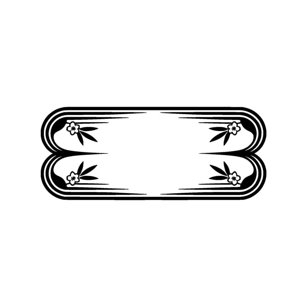 Elegant Floral Frame in Black and White, Modern Decorative Element. vector