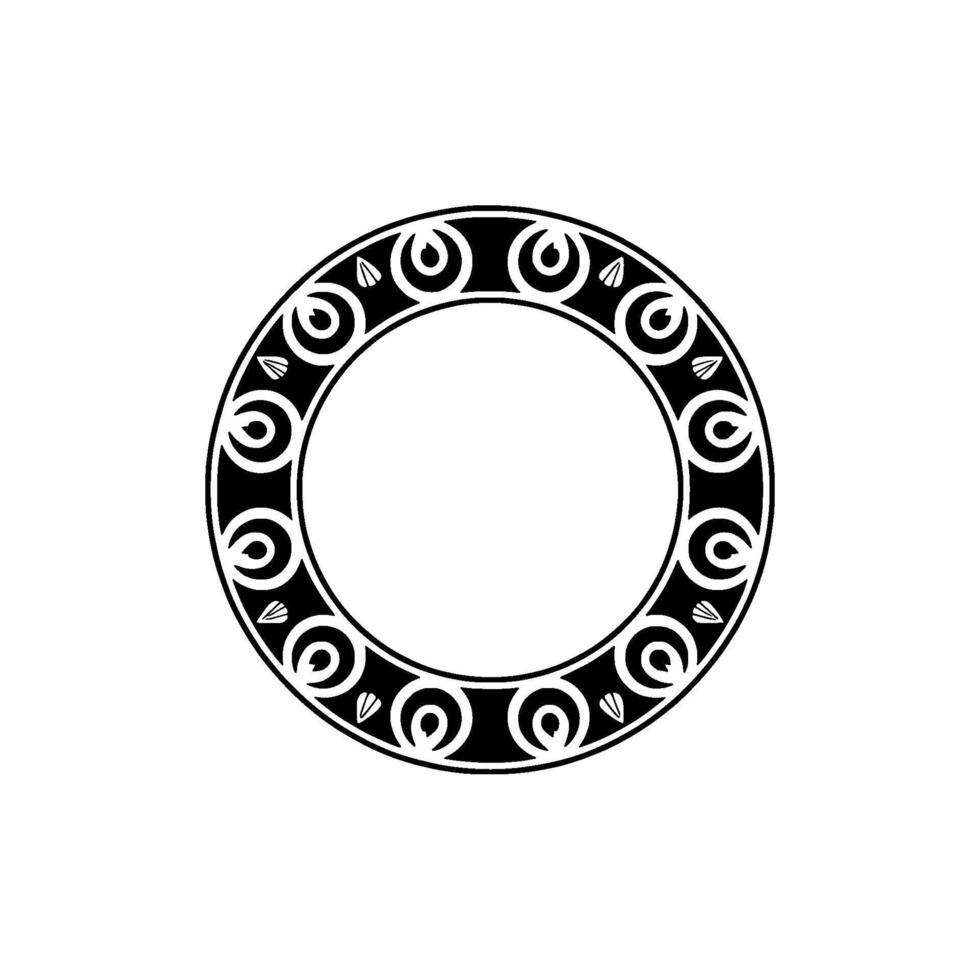 Ornate Circular Frame, Black White Decorative. vector