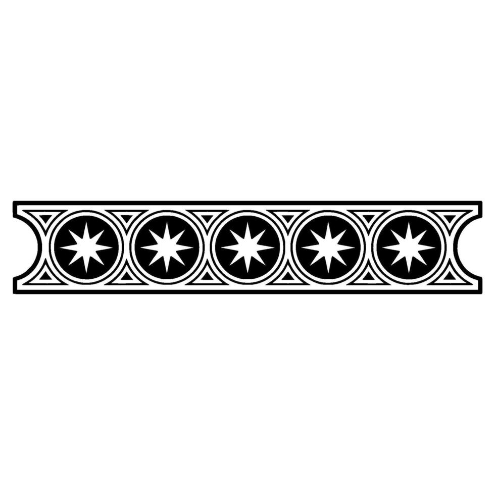 Decorative Border with Stars Elegant Black White Element. vector