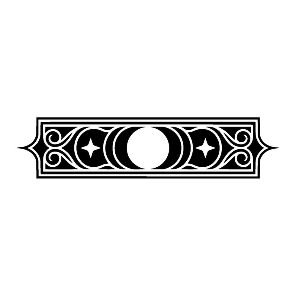 Elegant Black and White Celestial Border on White Background. vector