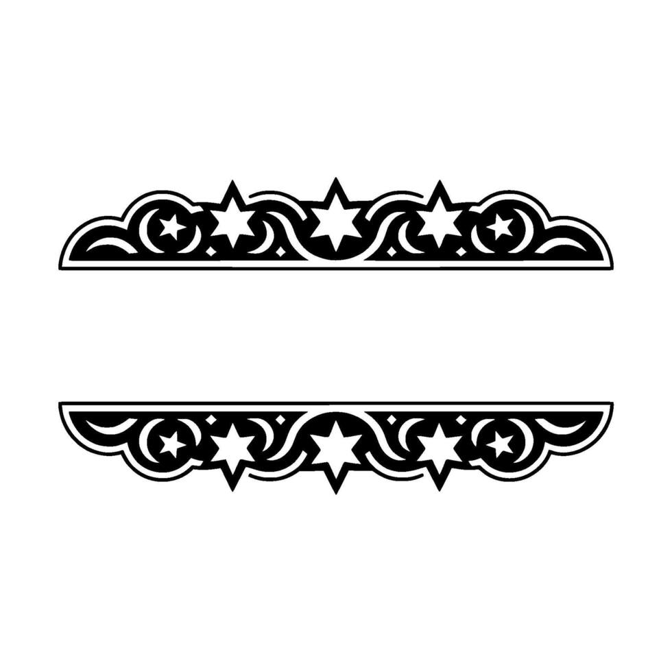 Elegant Star Swirl Border , Black and Silver. vector