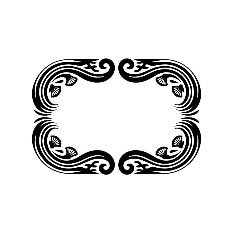 Elegant Black and White Art Nouveau Frame on Off-White Background. vector